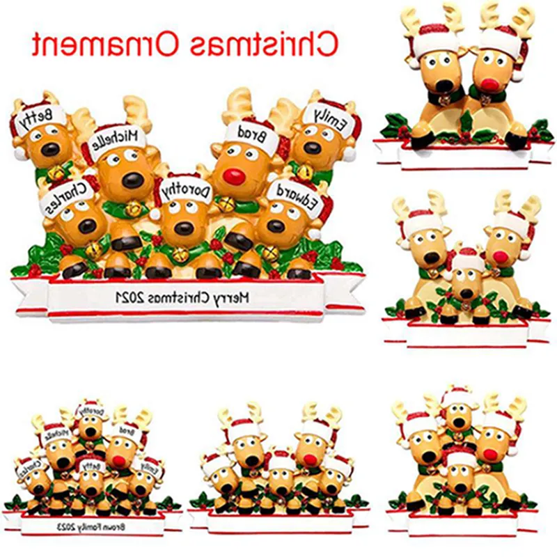 2020 ornamentos colgantes de la Navidad Alek Familia DIY Nombre de DIY Cuarentena Decoración de árbol de Navidad 2/3/4/5/6 Familia personalizada