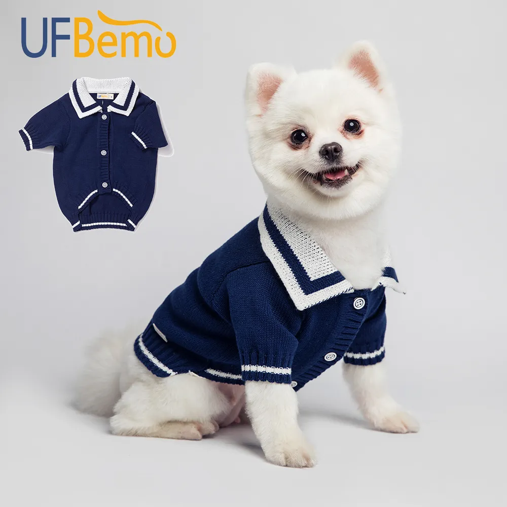 UFBemo Maglione per cani Gatto Jersey Chien Abbigliamento Cardigan Maglioni per cani di taglia piccola e media Chihuahua Cucciolo di Natale Blu scuro Cotone invernale LJ200923