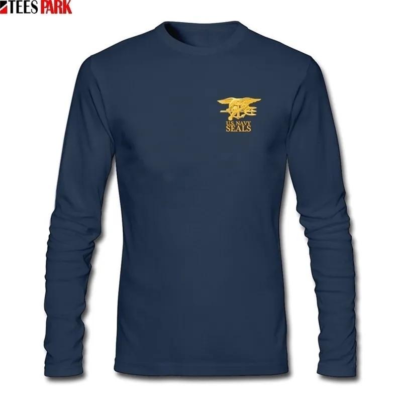 США армия военно-морские уплотнения футболка мужская повседневная круглые шеи с длинным рукавом футболка мужская одежда нормальная футболка абстрактные печатные вершины 201202