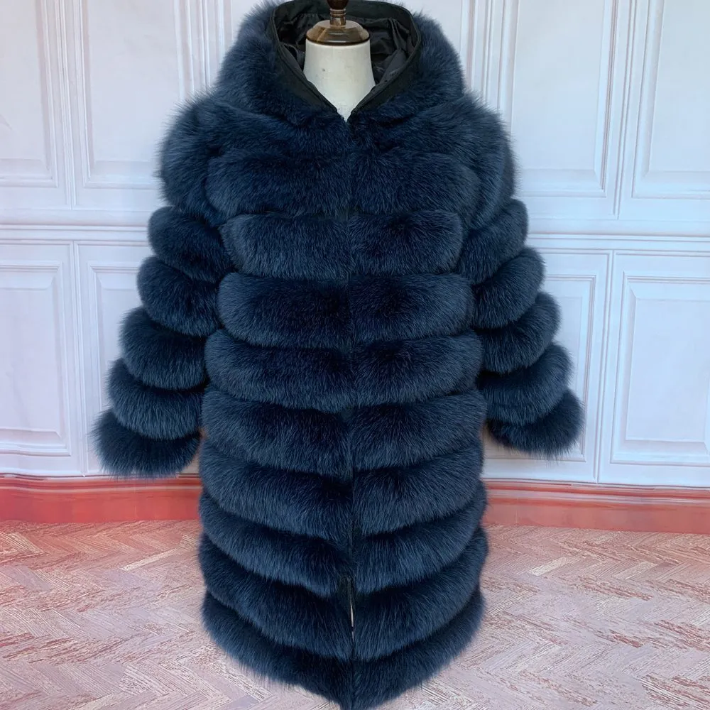 High Quality 90cm Natural Fox Fur Womens Winter Mink Coats For Sale  Genuine, Hooded, And Fashionable From Bai02, $209.9