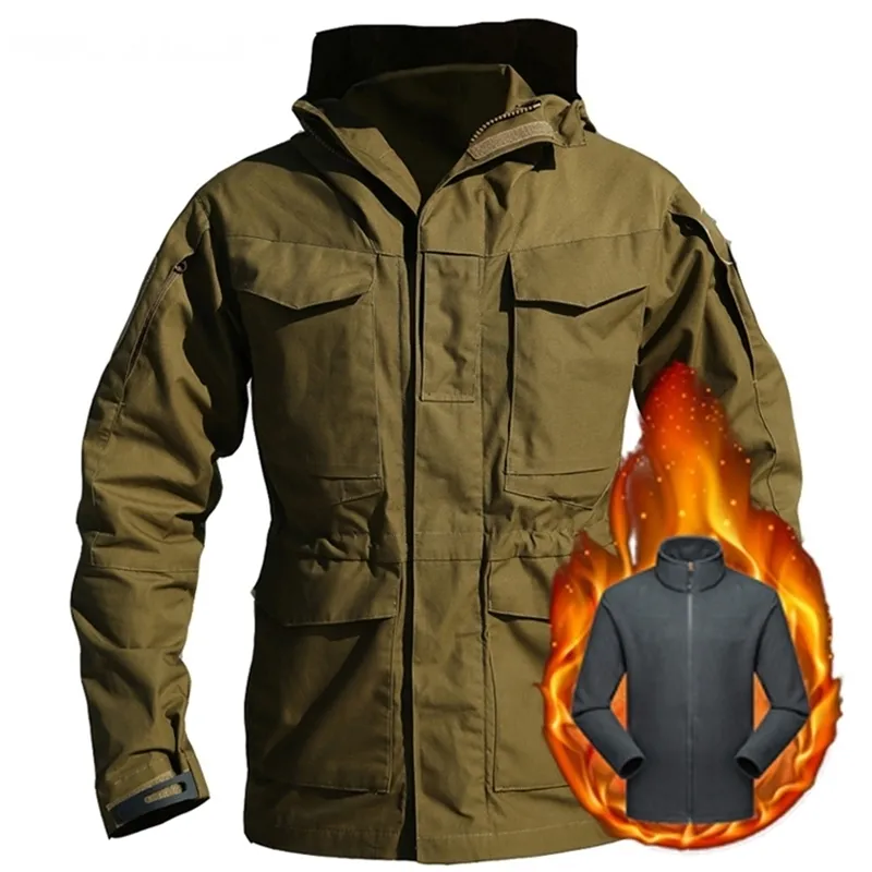 M65 Reino Unido Jaquetas do Exército dos EUA Winter Fleece Engradear Quente impermeável Jaqueta Mens Militar Windbreaker Casaco Piloto Piloto Capuz Roupas 201124