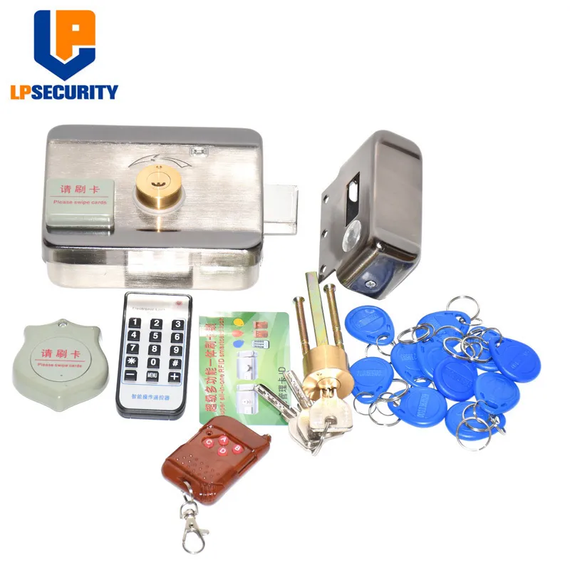 Elektronische RFID Gate Lock / Smart Electric Strike Lock Magnetische inductiedeur Invoer Toegangscontrole Systeem Y 15TAGS REMOTES Y200407