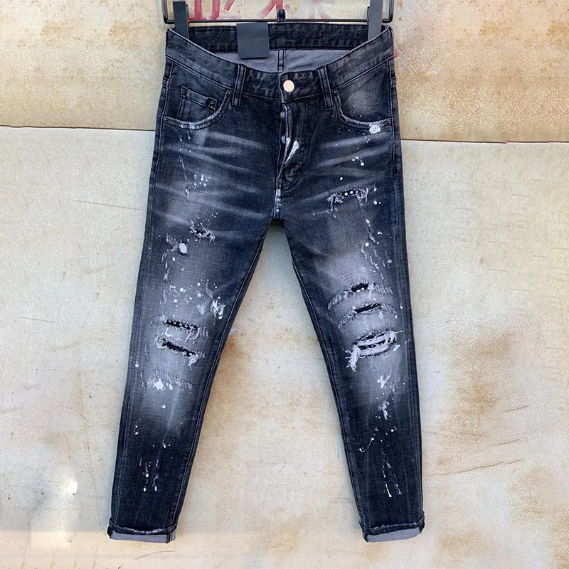 Heren jeans Rips Stretch denim Jeans italië Mode Slim Fit Gewassen Motocycle Denim Broek Panelled Hip HOP Broek 11 stijl