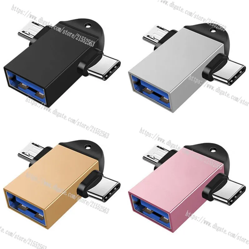 Adaptateur OTG type-c Micro USB 2 en 1, adaptateur de téléphone Android, tablette PC, câble adaptateur OTG, pour Samsung Huawei