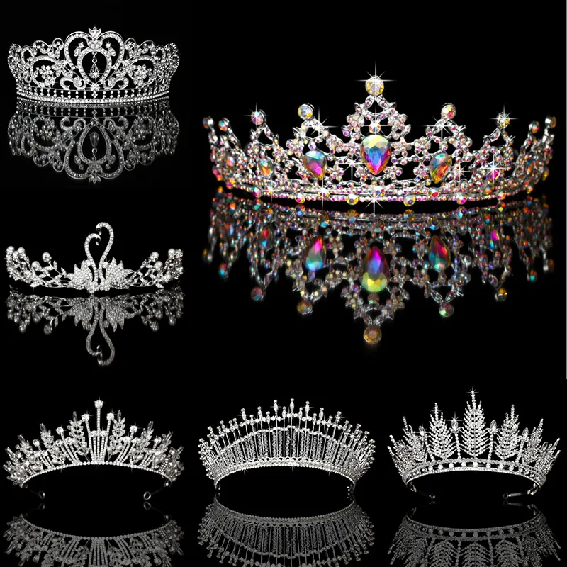 Невеста Crown Big Hrinestone Pearl Queen Heard Headdress Bridesmaid головы свадебные аксессуары Украшение J0121