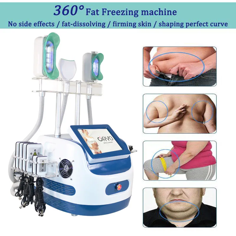 Cryolipolysis Fat Freezing Radio Frequency RF Ansiktsfett Borttagning Maskin 360 Cryoterapi Face Lyft 7 I 1 Lipolaser Slimming Equipment