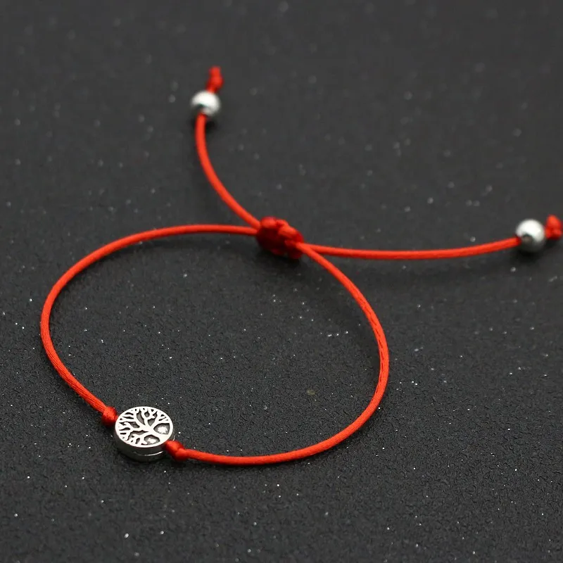 20 pièces argent Antique arbre de vie bracelet à breloques bonne chance chaîne rouge amitié souhait bracelets pour femmes hommes enfants bijoux cadeau