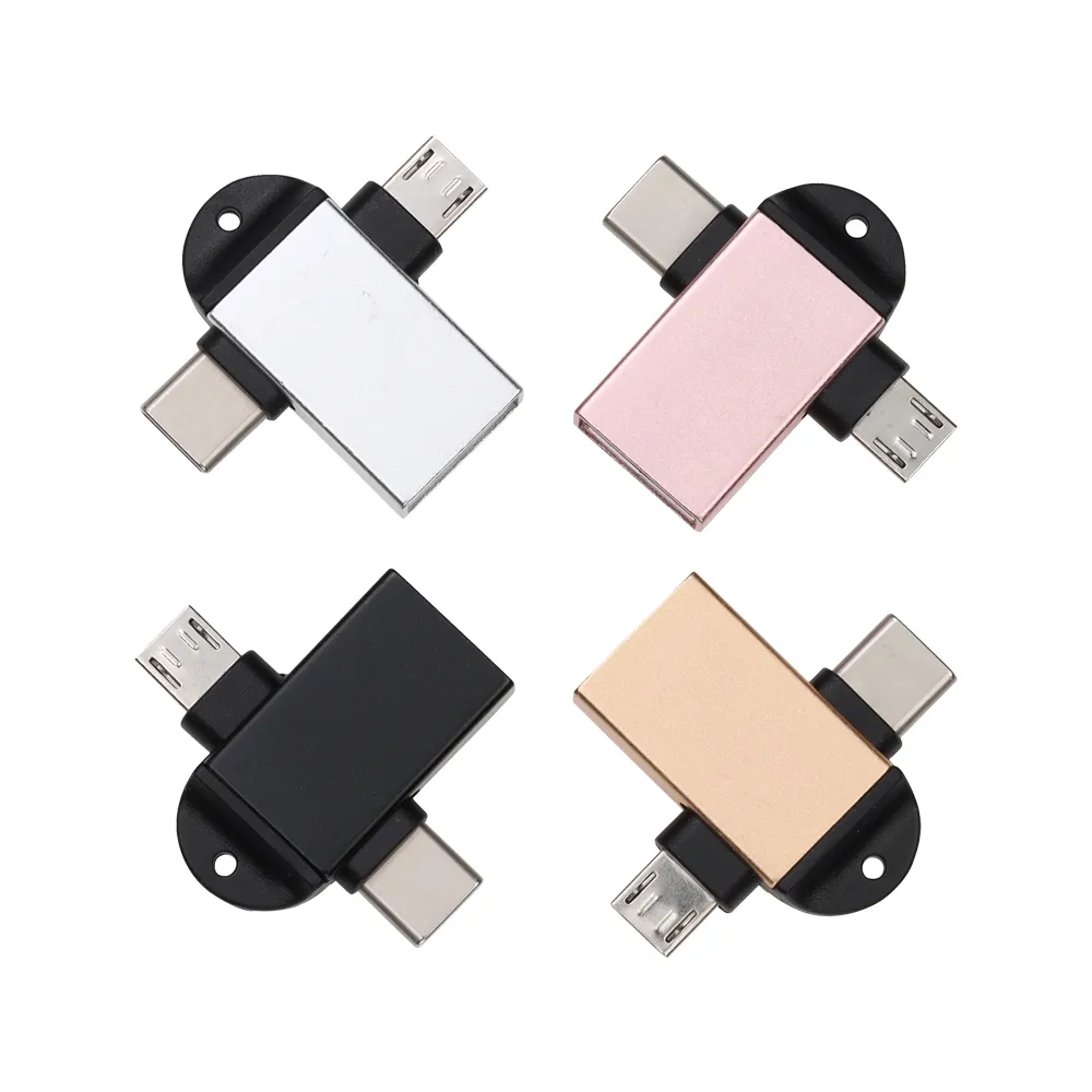 Mini 2 em 1 Adaptadores OTG Micro USB Tipo C Masculino para USB 3.0 Conversor Conector para Android Telefone Tablet