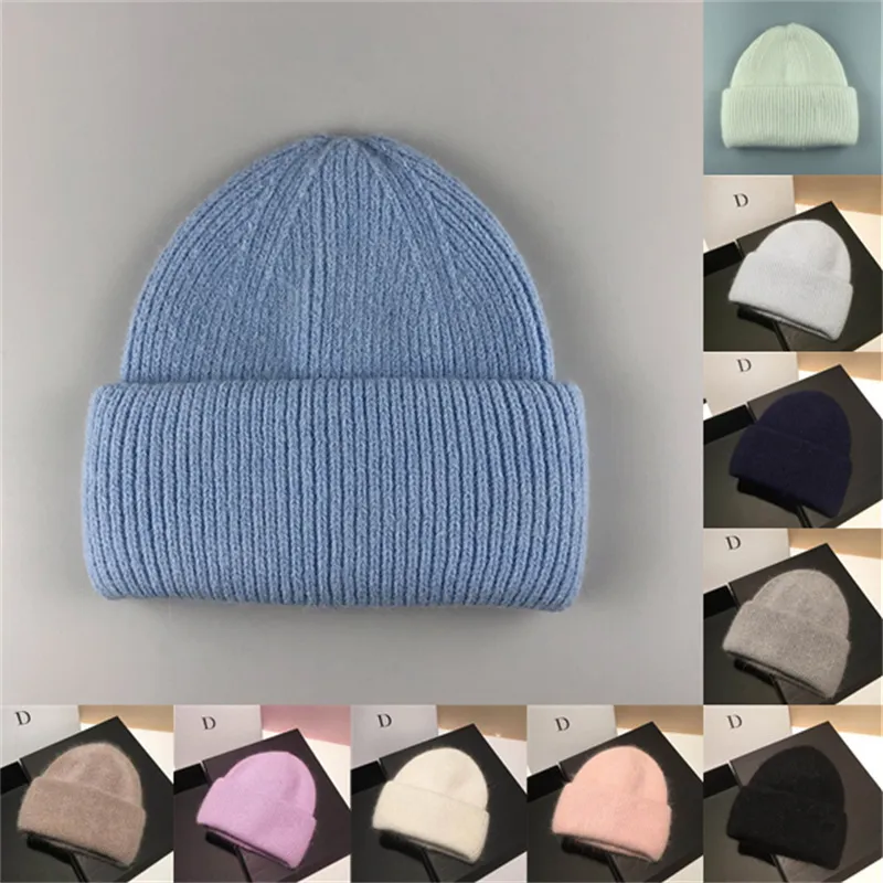 High-end ny kanin hår stickad ull hatt vinter kall keps varm jumper stickad hatt