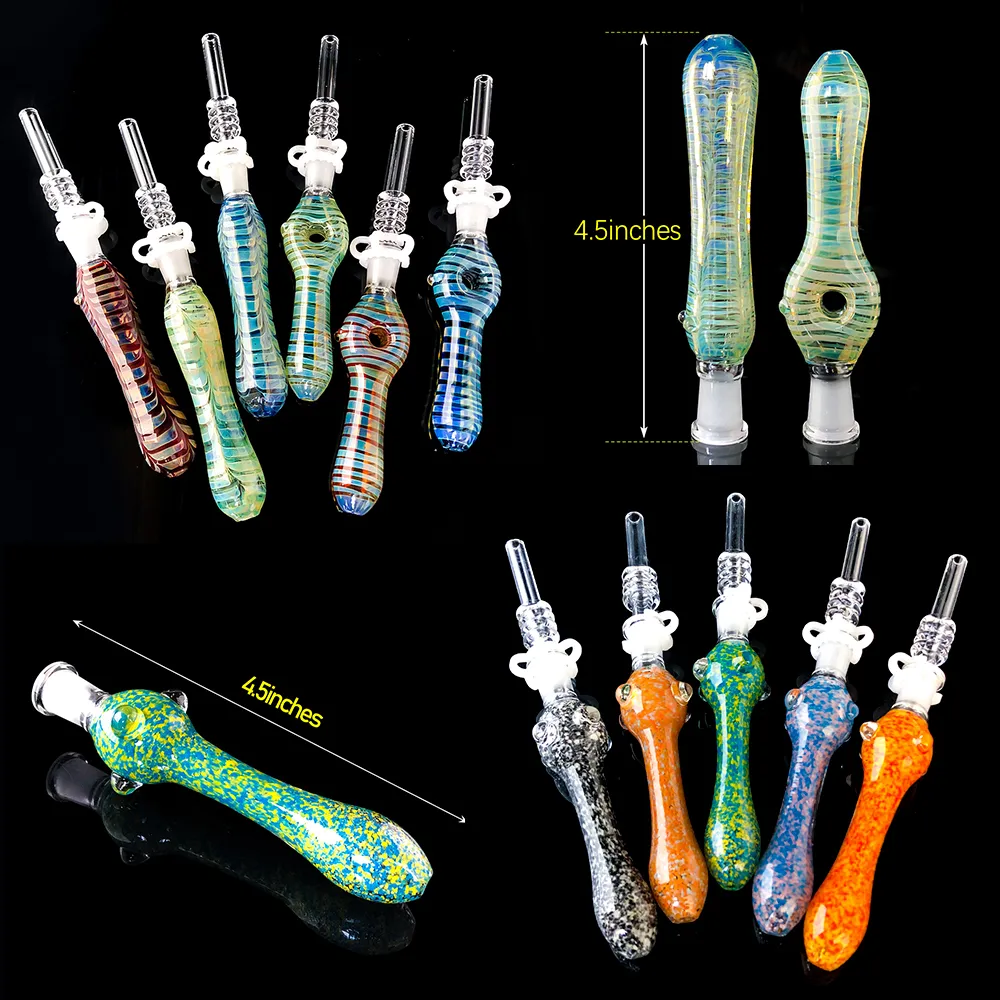 Kit raccoglitore di nettare in vetro con punte al quarzo Dab Straw Oil Rigs Tubi da fumo in silicone Accessori per fumatori