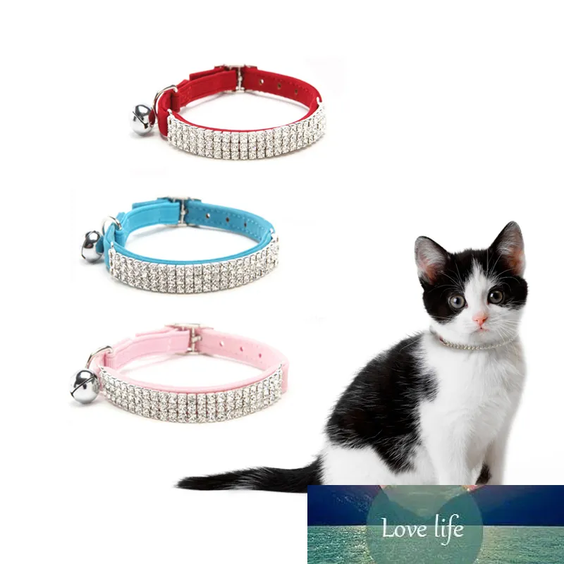 Gato colar de gato gola cão segurança elástica ajustável com strass sino macio de veludo material na moda gato sinos pet suprimentos