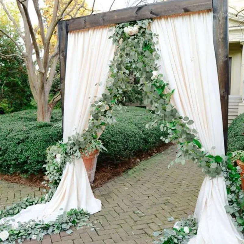 2M 결혼식 가짜 유칼립투스 화환 가짜 실크 잎 덩굴 인공 식물 녹지 가정용 웨딩 테이블 아치 장식 1