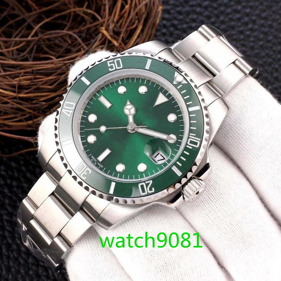 Mens Watches 40mm Ceramic Bezel Full rostfritt stål Automatisk mekanik Movment Green Reloj de Lujo Sapphire 5atm Waterproof Watch