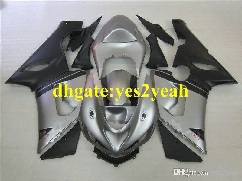 Silver Black Fairing Body Kit för Kawasaki Ninja ZX6R 05 06 ZX-6R 636 Bodywork ZX 6R 2005 2006 Motorcykel Fairings Set HP35