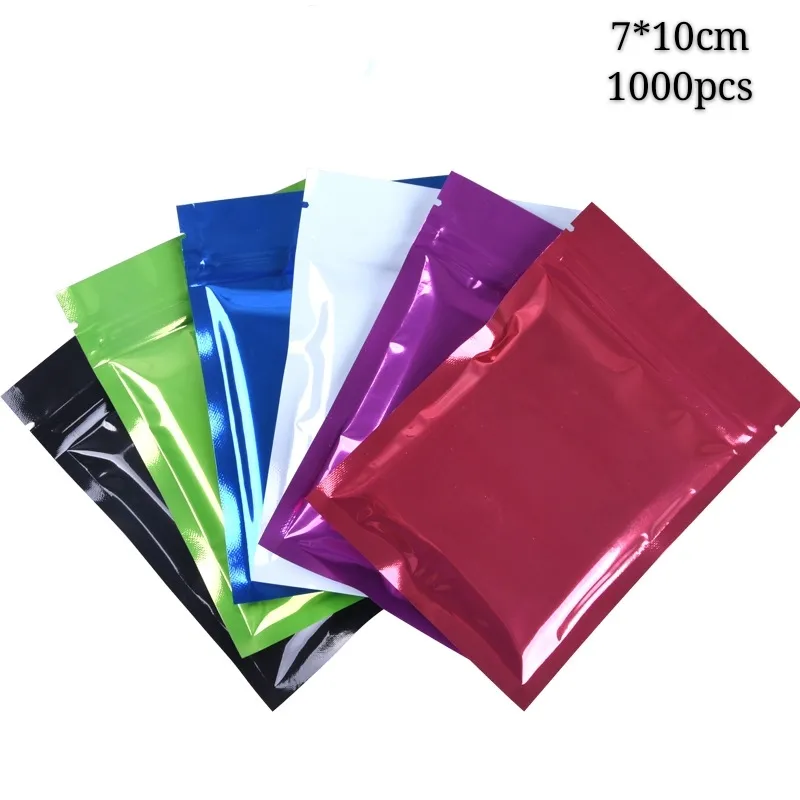 1000pcs 자기 인감 지퍼 포장 Mylar 파우치 샘플 알루미늄 호일 가방 플랫 바닥 포장 지퍼 잠금 냄새 증거 선물 가방