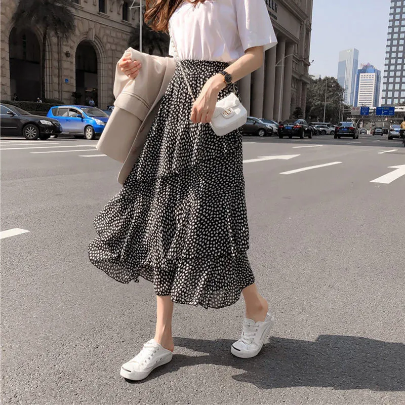 Womens Irregular Ruffled Beach Long Skirt Polka Dot High Waist Boho A Line Maxi Skirt Women 2020 Spring Summer Bohemian Skirts T200712 From Luo04 14.77 DHgate.Com