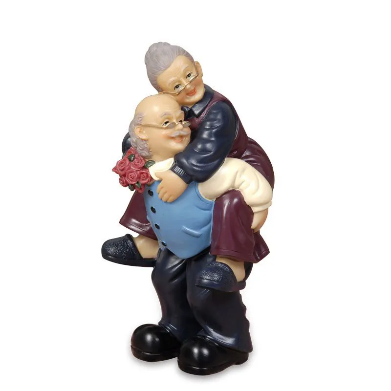 Creative Europe Grands-parents Modèle Figurines Ornements Décoration d'intérieur Amour Couple Grands-parents Miniature Résine Artisanat Cadeaux de mariage T200709