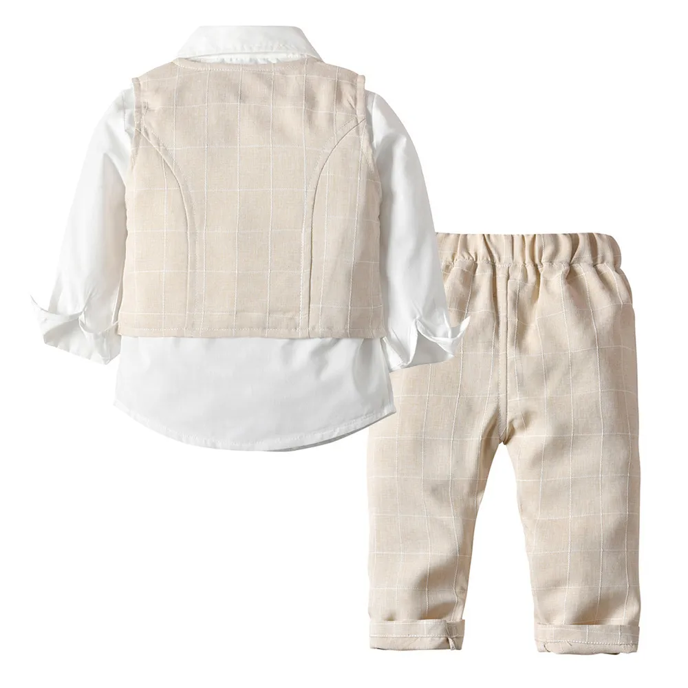 Traje De Boda Para Niños Para Niños Pequeños Conjunto De 3 Piezas Chaleco A  Rayas, Pantalones De Camisa Blanca 100% Algodón, Caqui/Azul/Blanco, 2024  Page Boy Outfit De 12,24 € | DHgate, image size:1000x1000