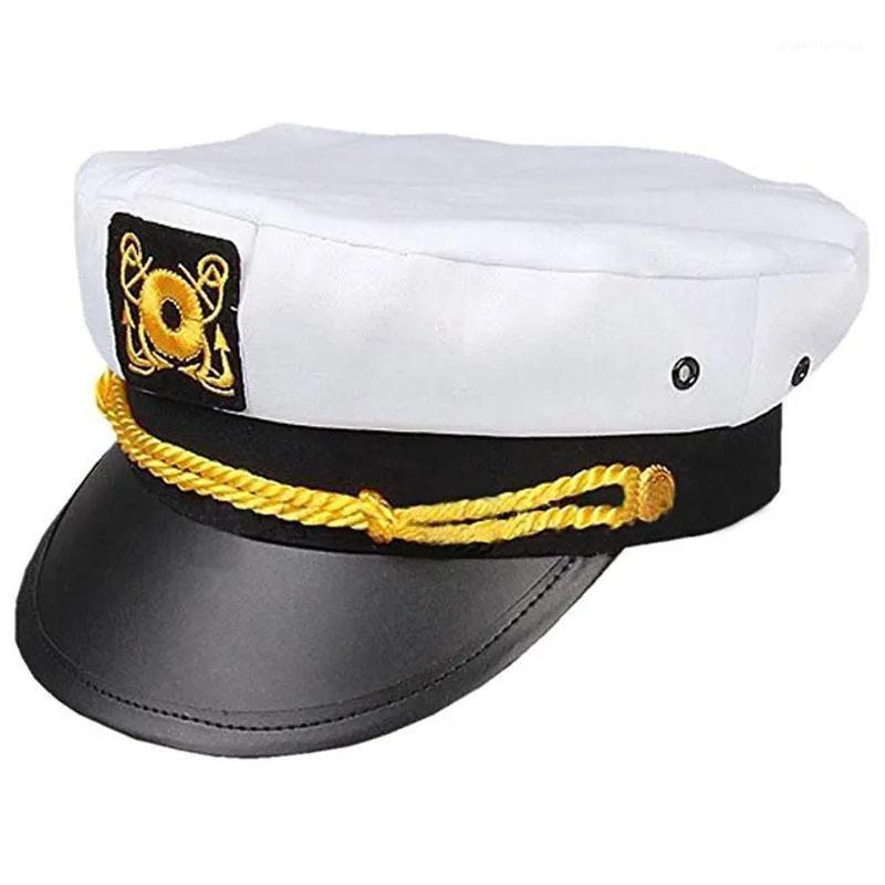 Black Yacht Captain Skipper Navy Sailor Boat Cap Hat Costume Adjustable  Size New