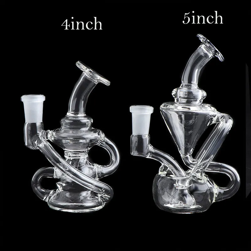 4.0/5.0 Inch Two Styles Recycler Glass Dab Rigs Bongs Beaker Water Bong Clear Heady Oil Rigs