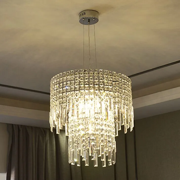 moderno 2 camadas luzes de cristal chandelier iluminação moderna dia50cm cristal brilho de cristal sala de jantar lustres