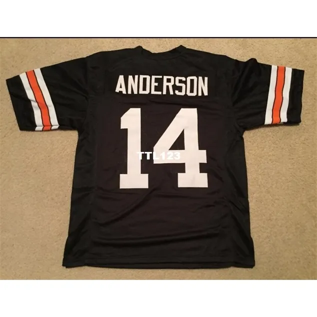 3740 Ken Anderson # 14 genaaid gestikte retro jersey volledige borduur jersey Size S-4XL of Custom Elke naam of nummer trui