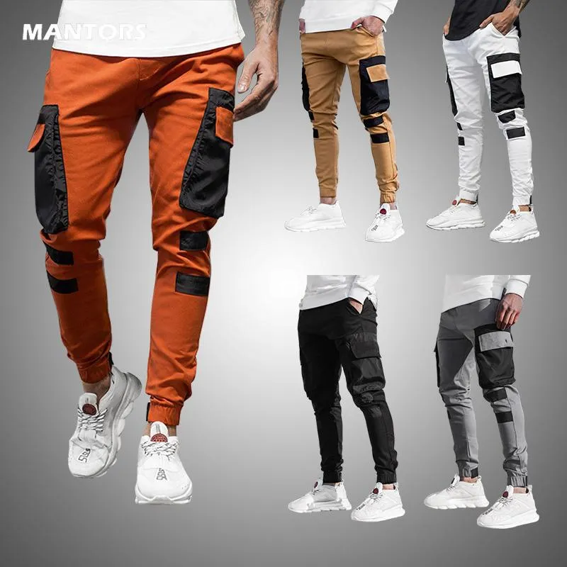 Casual Mężczyźni Joggers Spodnie Patchwork Cargo Spodnie Mężczyźni Multi-kieszenie Spodnie 2020 Mężczyźni Sportswear Hip Harem Streetwear