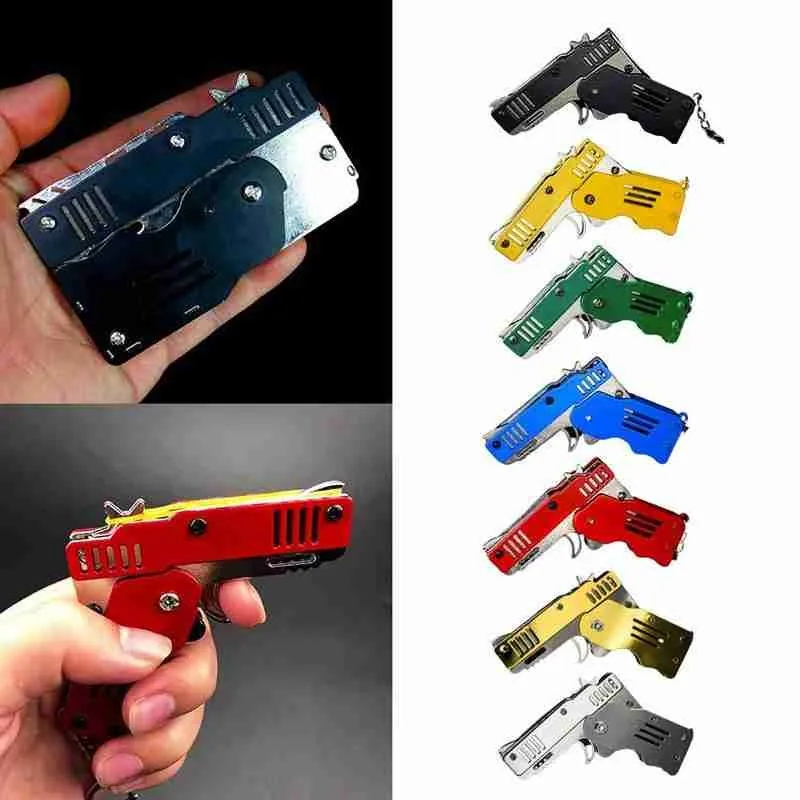 Rubber Band Gun Toy All Metal Mini Can Be Folded As A Key Ring Rubber Band Gun Children's Gift Toy Kids Toy