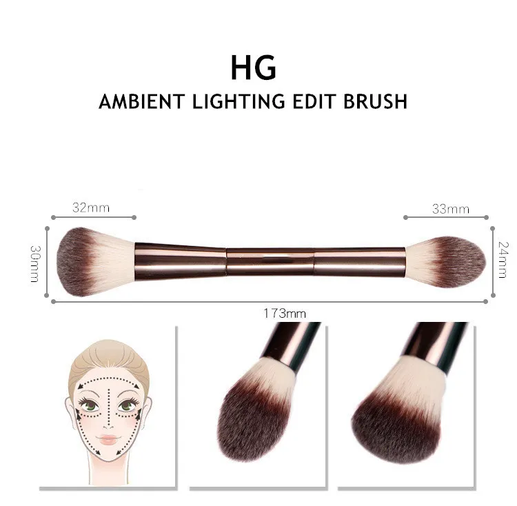 Makeup Brushes Hg Ambient Lighting Edit Brush Brush à double extrémité de perfection Powder Luster Blush Bronzer Cosmetics Tools Q240507