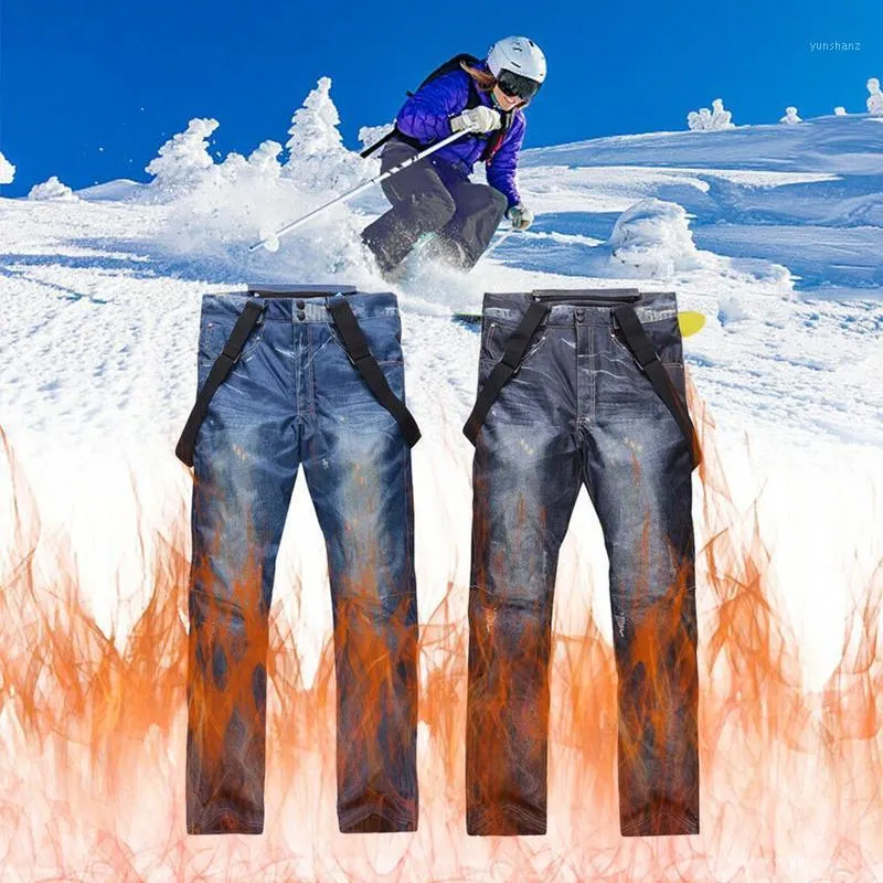 Jeans pantalons de ski en gros hommes et femmes en plein air coupe-vent imperméable épais chaud respirant pantalon ski snowboard pantalon1