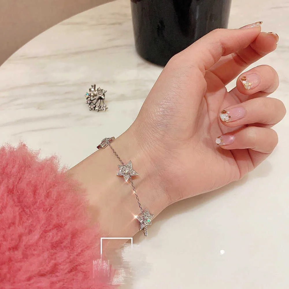 Pulsera elegante y encantadora con abalorios de estrellas para mujer, pulsera con abalorios de estrellas, cometa, meteorito, moda de lujo, circonita brillante para fiesta, joyería de plata 2022 925