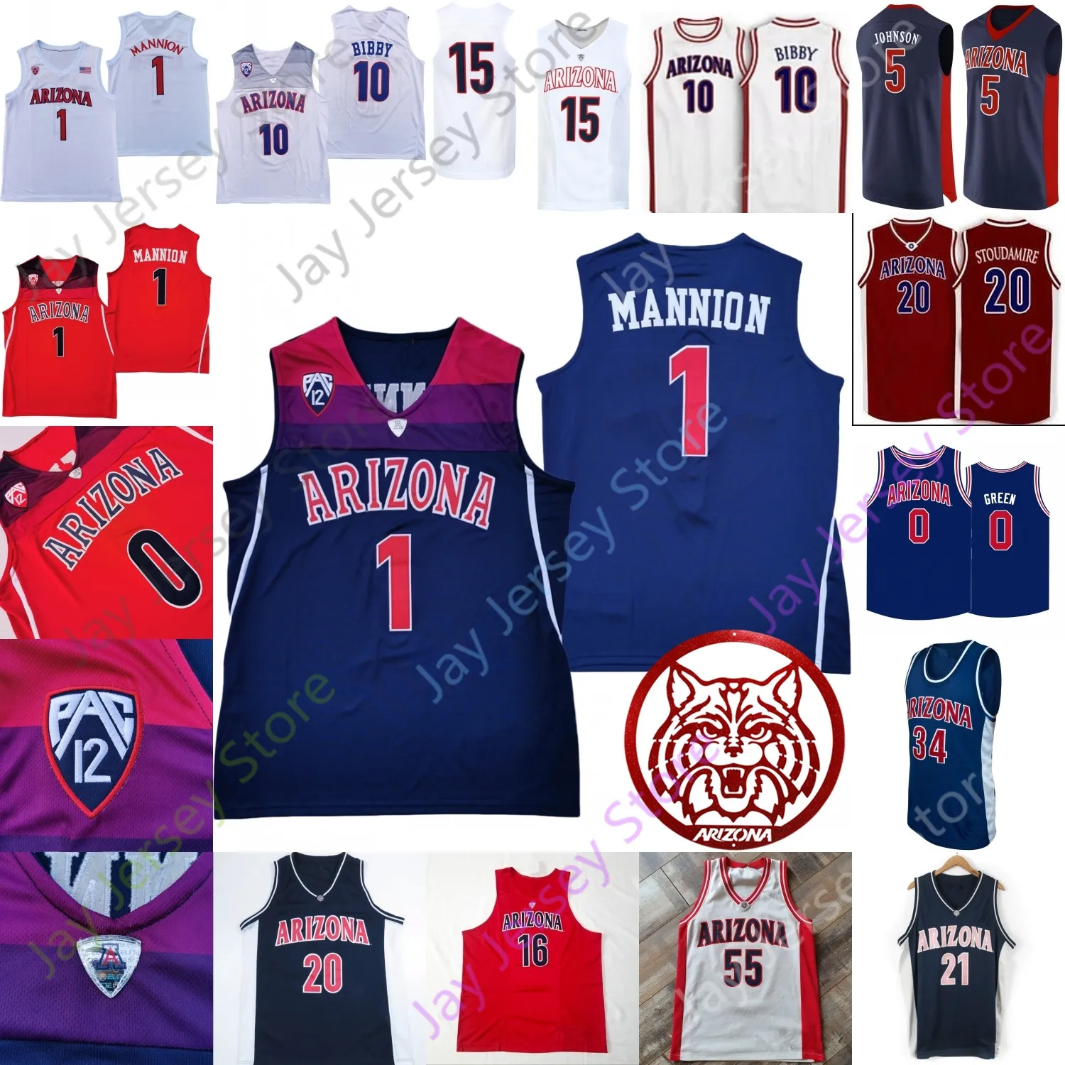 Anpassad Arizona Wildcats Basketball Jersey NCAA College Koloko Stoudamire Daniel Batcho Bennedict Mathurin Tibet Gorener Brown Dalen Terry