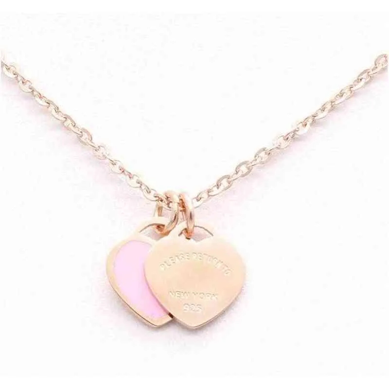 hot design new brand heart love necklace for women stainless steel accessories zircon green pink heart necklace for women jewelry gift