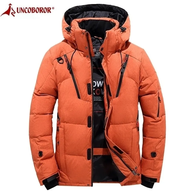 Men's Inverno Quente Jaqueta Jaqueta Casual Snow Parkas Parkas Overcoat White Duck Down Casaco com capuz Macho Engrossar Windbreaker Jacket 201103