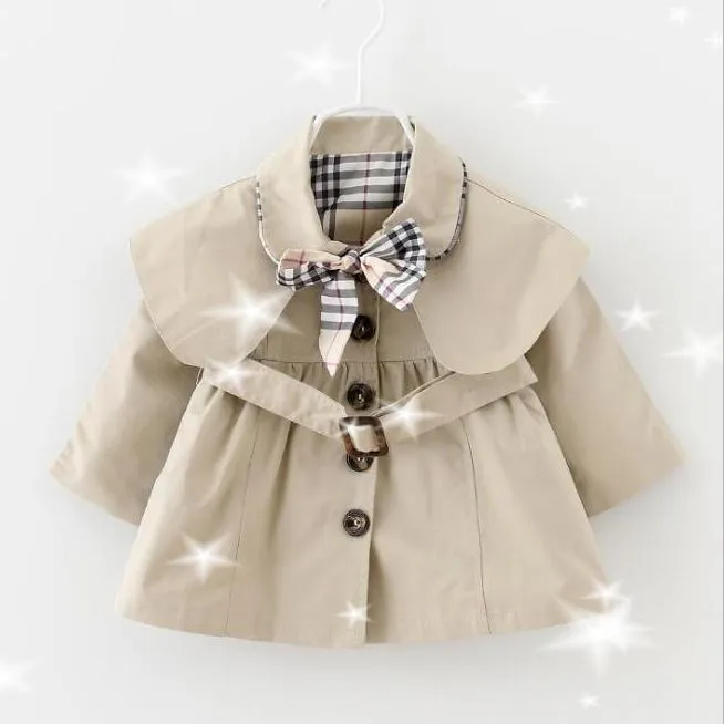 Spring Autumn Baby Girls CoatTops Kids Designer tag Lapel Windbreaker Jacket Outerwear Baby Girls Children Clothing Jackets