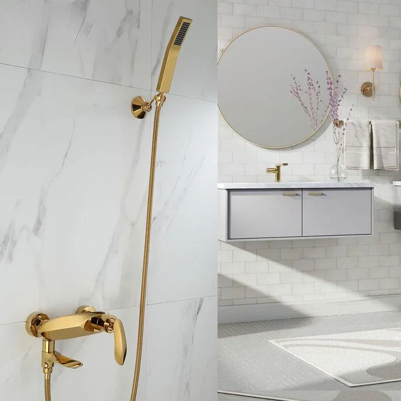 Badrum dusch sätter nordisk koppar ljus lyx och enkelhet gyllene badkar kran enkelt kallt