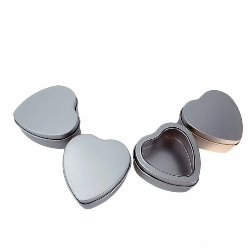 Mini Tin Box Heart Shaped Tinplate Boxes Jewelry Candy Storage Cans Coin Earrings Headphones Gift Box 60*59*27MM