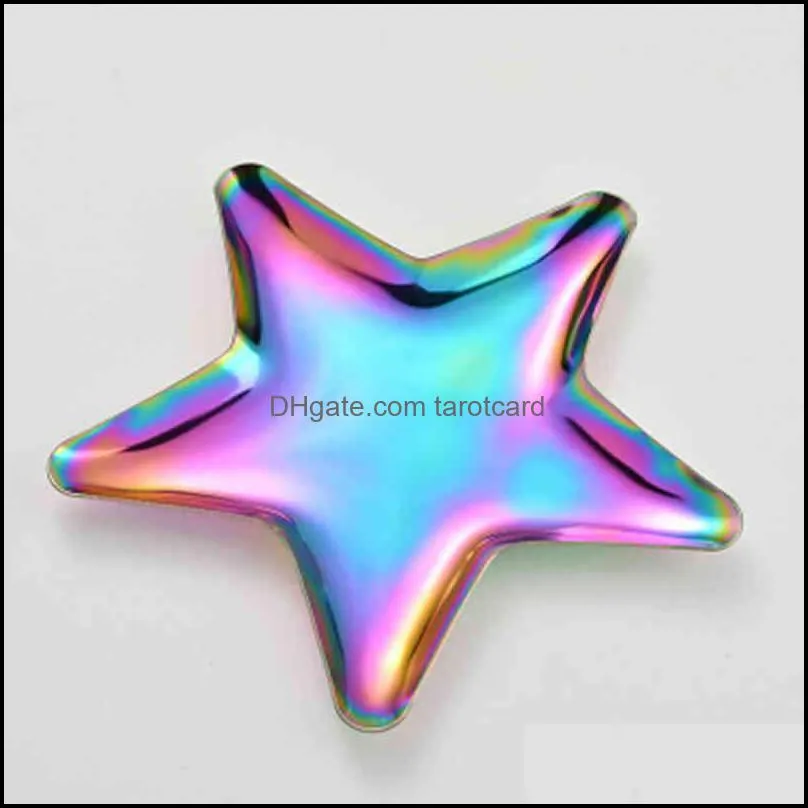 Colorful Bins Five Pointed Star Stainless Steel Jewelry Tray Simple Display Fruit Ornaments Cosmetic Food Storage Plate Pans ZXFTL0046