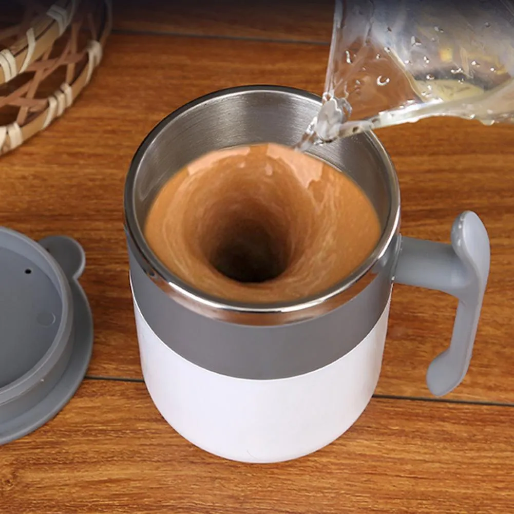 350ML Mug Stainless Steel Silicone Automatic Self-Stirring Coffee Mixing Cup