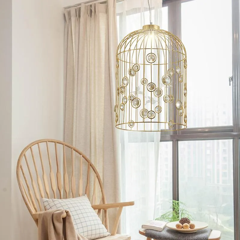 Pendant Lamps Elegant Show Retro Iron Crystal Lights Cage Industrial Wind Bar Restaurant Clothing Coffee Shop Lamp ZL3 Ya74