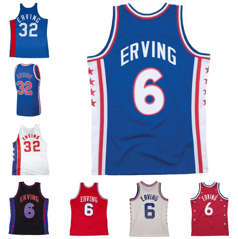 Stitched baskettröjor #6 Julius Erving 1976-77 82-83 Mesh Hardwoods Classic Retro Jersey Men Women Youth S-6XL