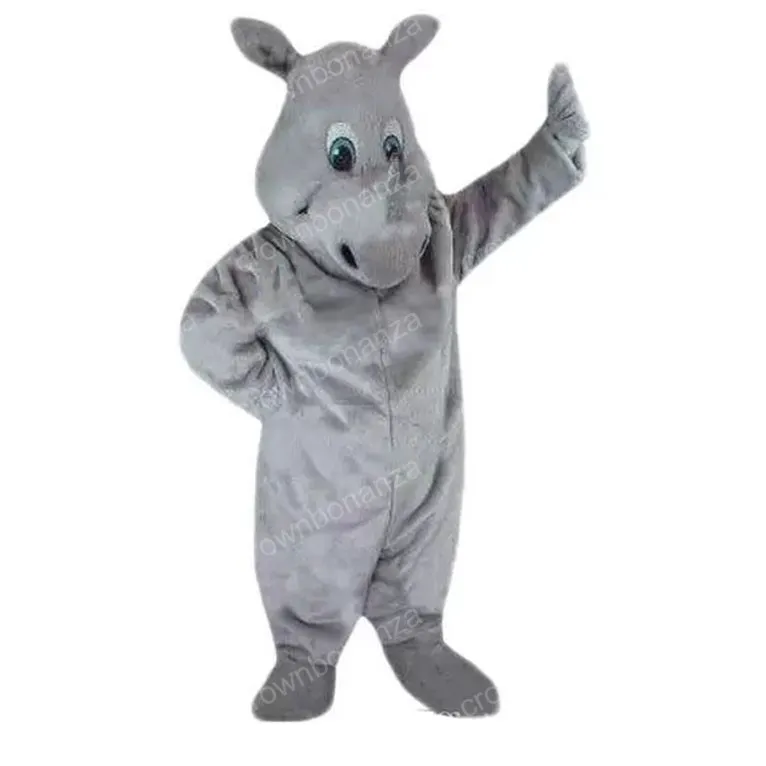 Mascotte di Halloween Rhino Costume di alta qualità Cartoon Rhinoceros Outfit Caratteri Abito per adulti CARNIVALE CARNIVALE CARNIVALE COMPLETTO COMPLETTO OUTDOOR OUTDOOR