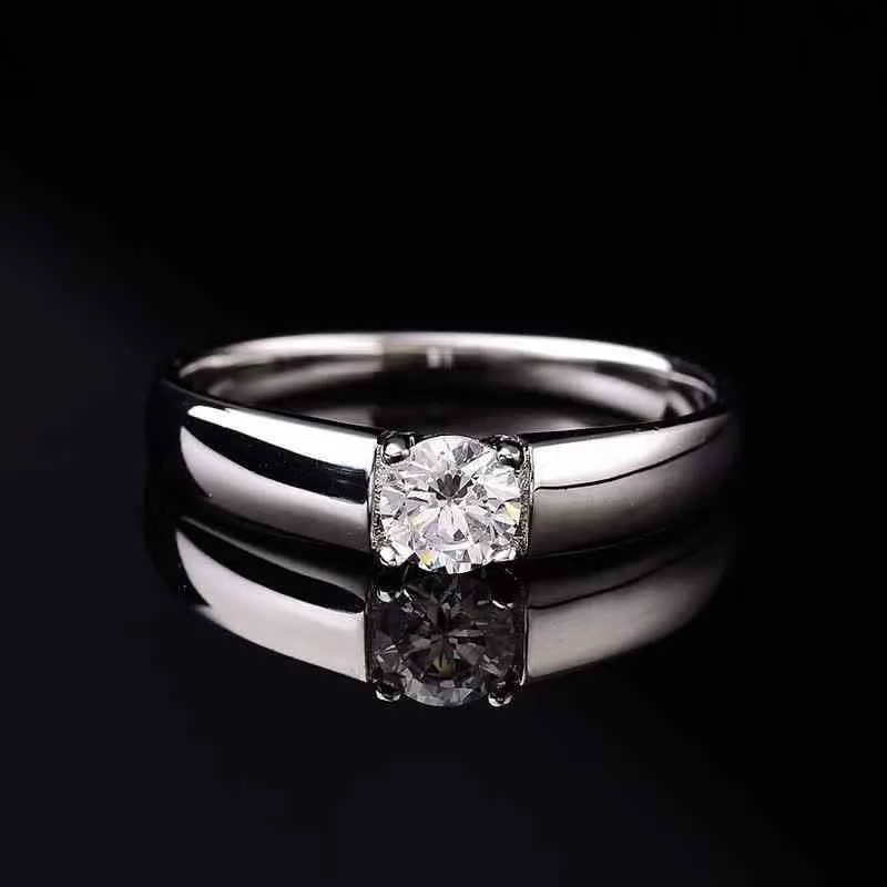 D Color Summer Moissanite кольца SmiM S925 стерлингового серебра стерлингового серебра Platinulated мужчины с обручальным кольцом изысканные ювелирные изделия алмазного тестера