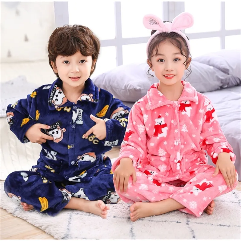 1 14 Años Niños Franela Pijamas Infantil Pijama Set Coral Fleece
