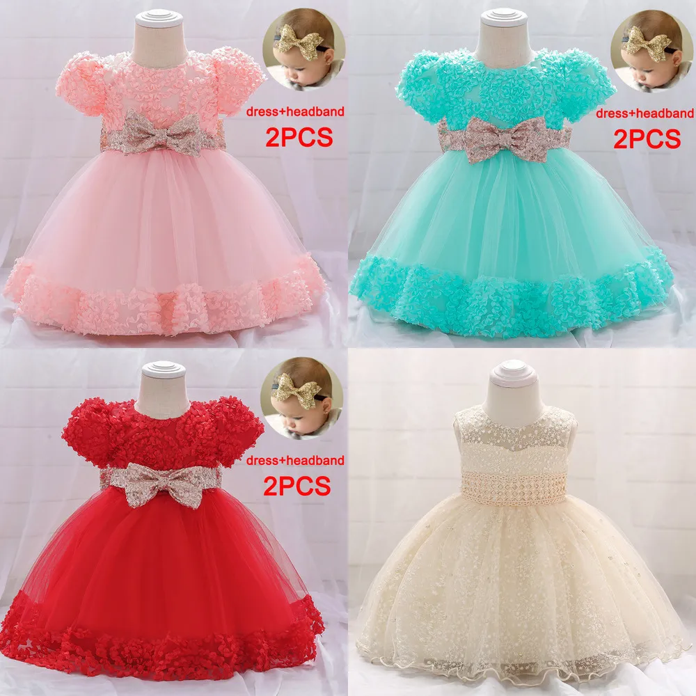 2020 Vestido de tutú de niña con cuentas de invierno 1er vestido de cumpleaños para niña Ropa para niños Fiesta de bautizo Vestidos de princesa Ceremonia Q1223