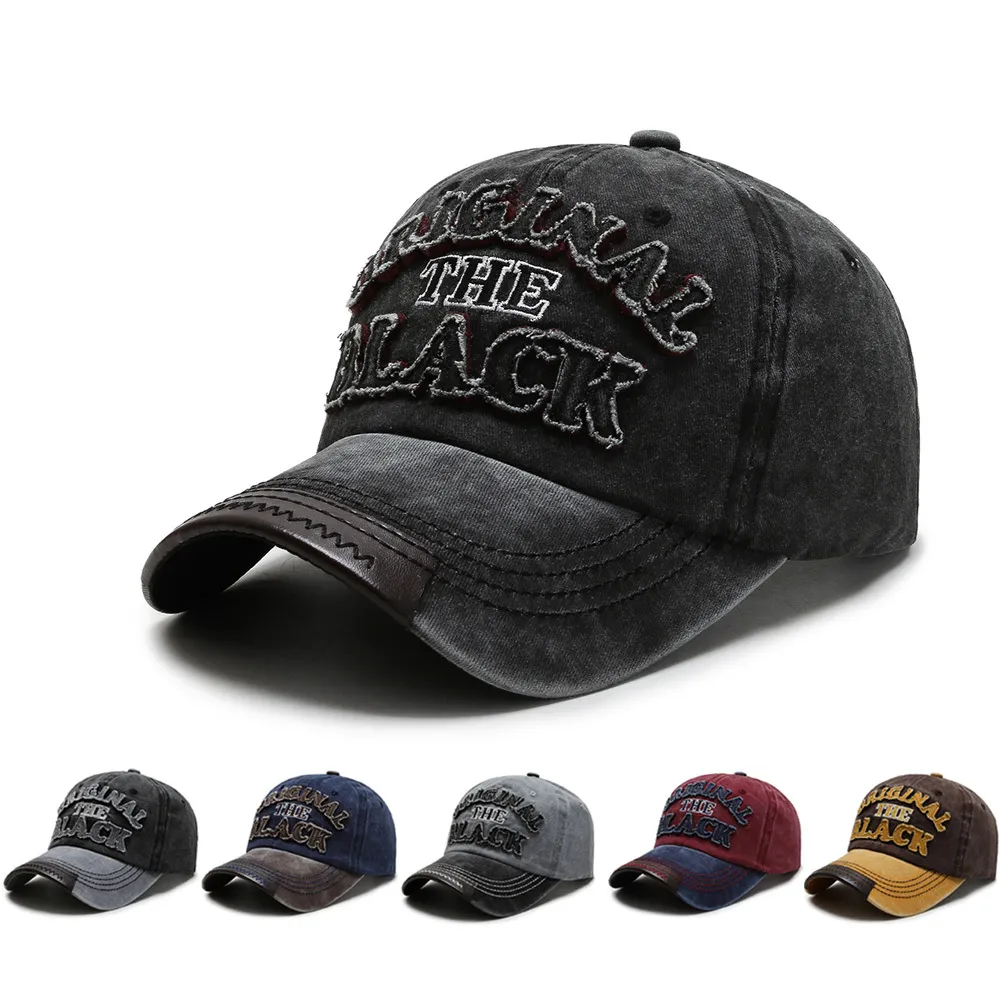 Ny nödställd basebollkeps Män Böjd Visir Snapback Hatt För Kvinnor Casquette Femme Brev Broderi Gorras Bones Masculino J1225