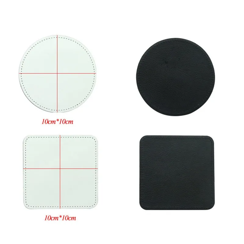 Sublimation Blanks Coaster PU White Square Round Cup Pads Home Kitchen Water Cup Mats Oil Edge Treatment