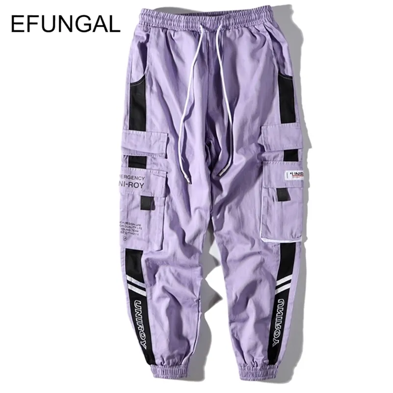 EFUNGAL اللون كتلة رجل sweatpants للجنسين المسار السراويل الهيب هوب الربيع الخريف الشارع الشهير منتصف الوزن الركض الحريم فضفاض FD133 201110