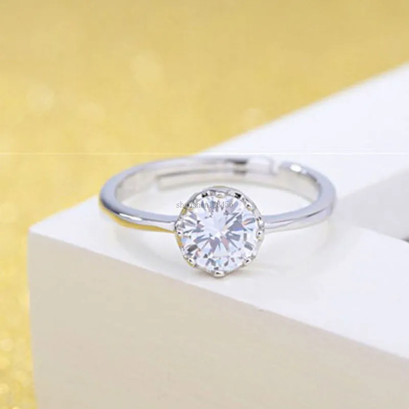 Verstellbarer Silber-Diamant-Kronenring für Damen, Braut, Verlobung, Ehering, Modeschmuck, Geschenk von Will und Sandy