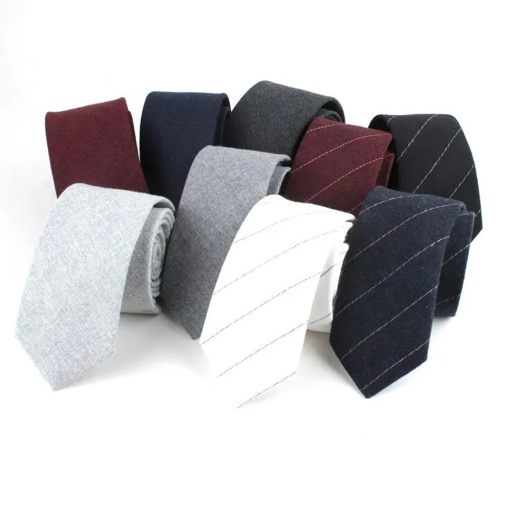 Cravate pour hommes, rayures en fil de coton teint, cravate décontractée à la mode étroite, accessoires de mode GD1030